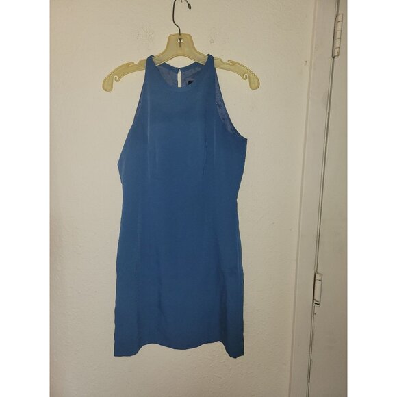 DONNA GRAY Blue Sleeveless Halter-Neck Dress  Back Button Closure‎ Knee-Length S - Picture 5 of 7